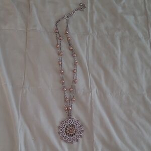 Elegant Silver and Pink Necklace